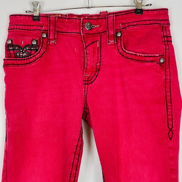 Rock Revival Penn Alternative Straight Flap Jeans Red Mens 32 x 33 Grunge Skater - Picture 3 of 9